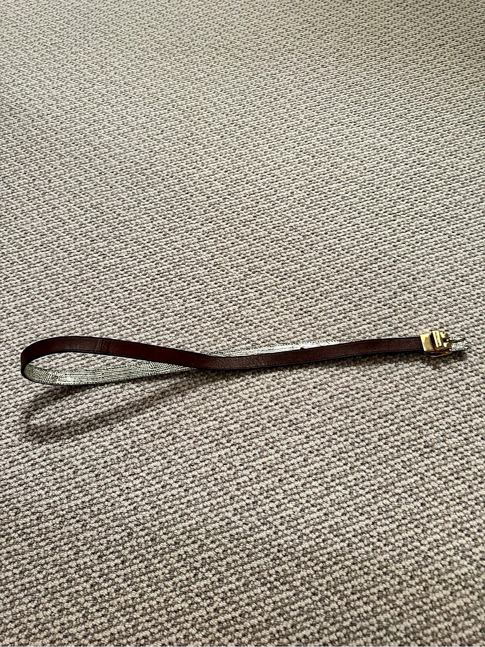 MICHAEL Michael Kors Brown Leather Belt with Gold-Tone Buckle | Size L